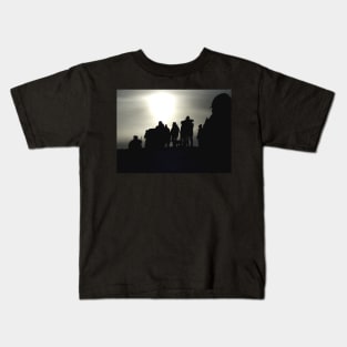 People on mountain top Silhouette taken at castleton derbyshire in the peak district Kids T-Shirt